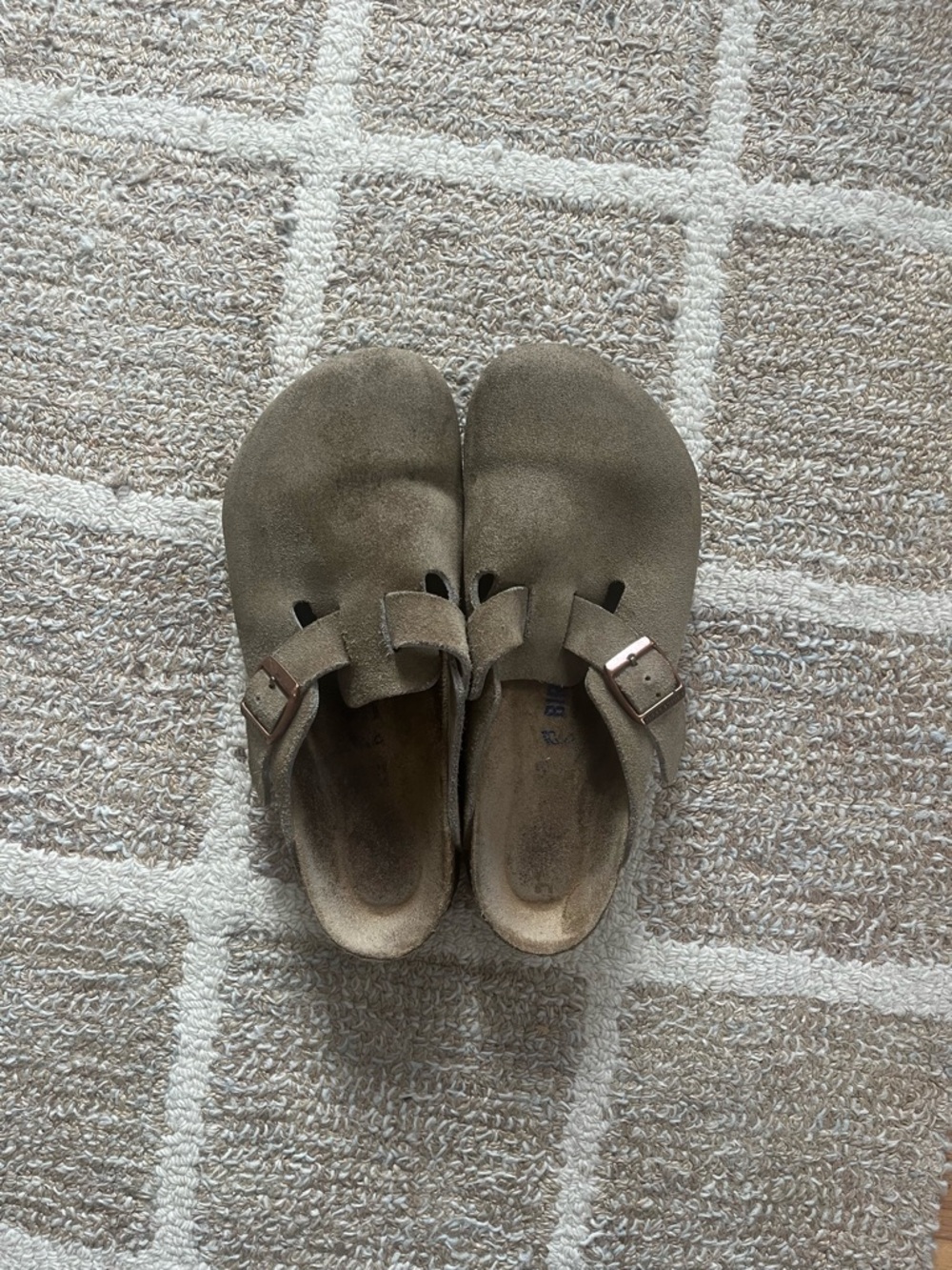 Birkenstock Suede Clog Mules in Stone
